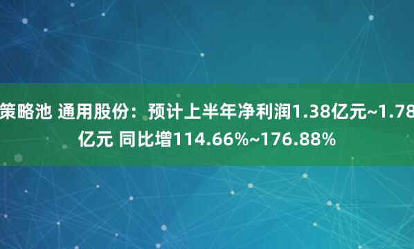 策略池 通用股份：预计上半年净利润1.38亿元~1.78亿元 同比增114.66%~176.88%